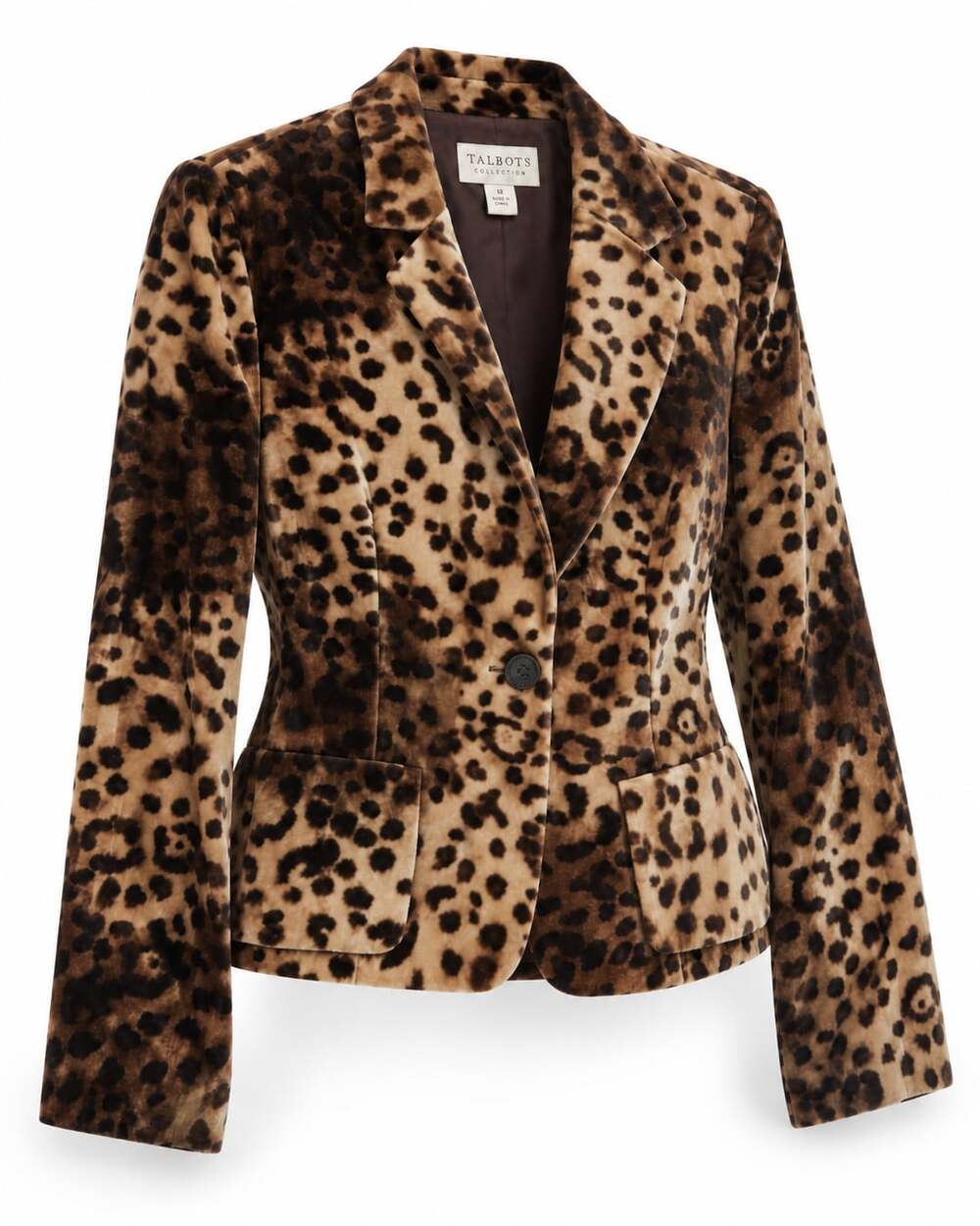 Vintage Talbots Collection Leopard Velvet Silk Blend Blazer Jacket Size 12 NWOT